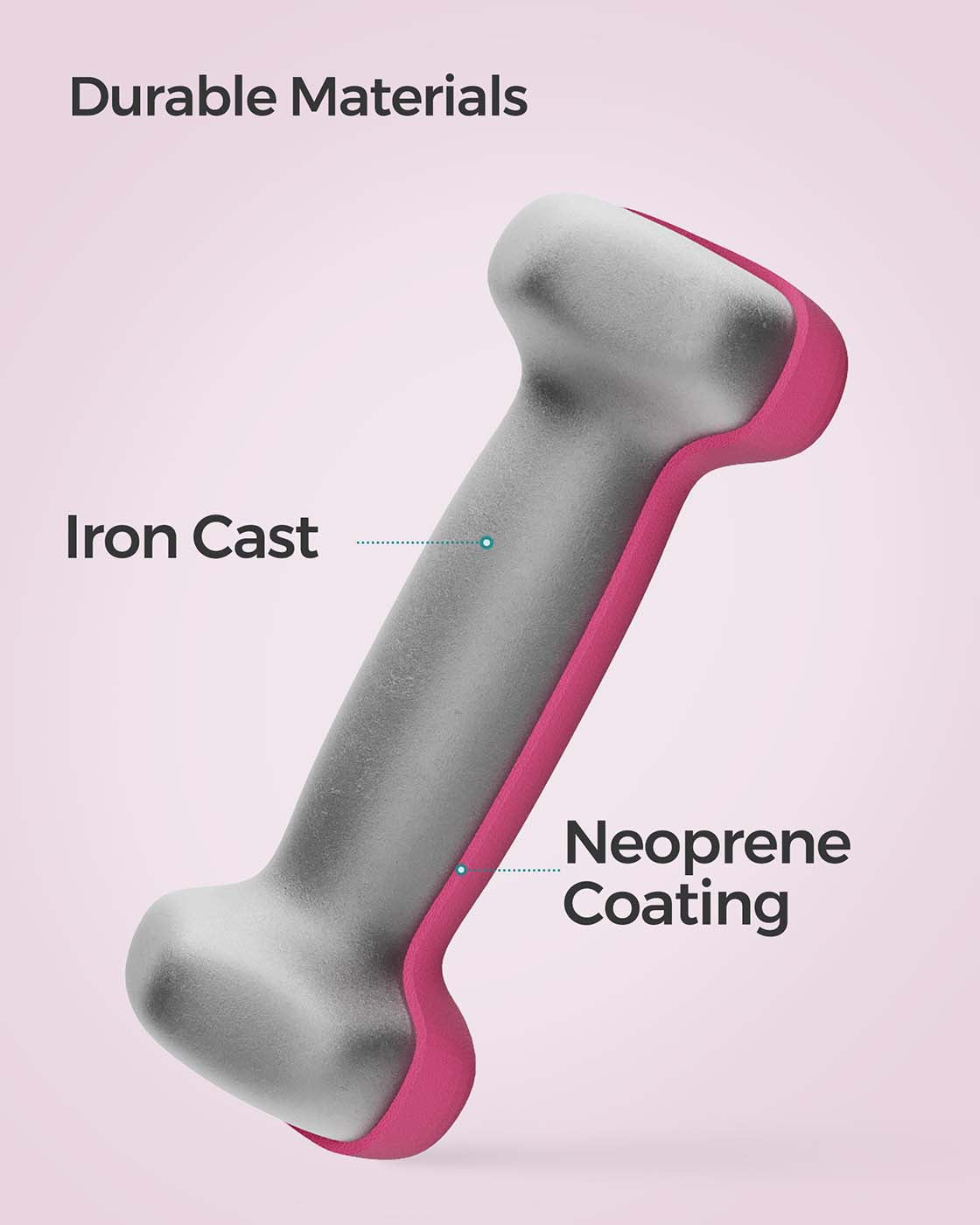 Vinyl Dumbbells – Pink – Set of 2 – Various Weights (0.5 kg to 5 kg)
