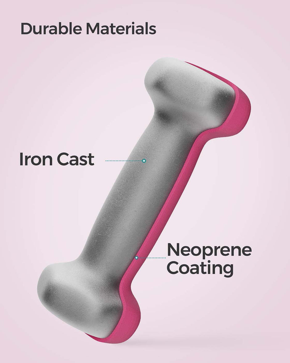 Vinyl Dumbbells – Pink – Set of 2 – Various Weights (0.5 kg to 5 kg)