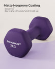 Dumbbell Set – Vinyl – Purple – Waterproof and Non-Slip, 2 x 2 kg