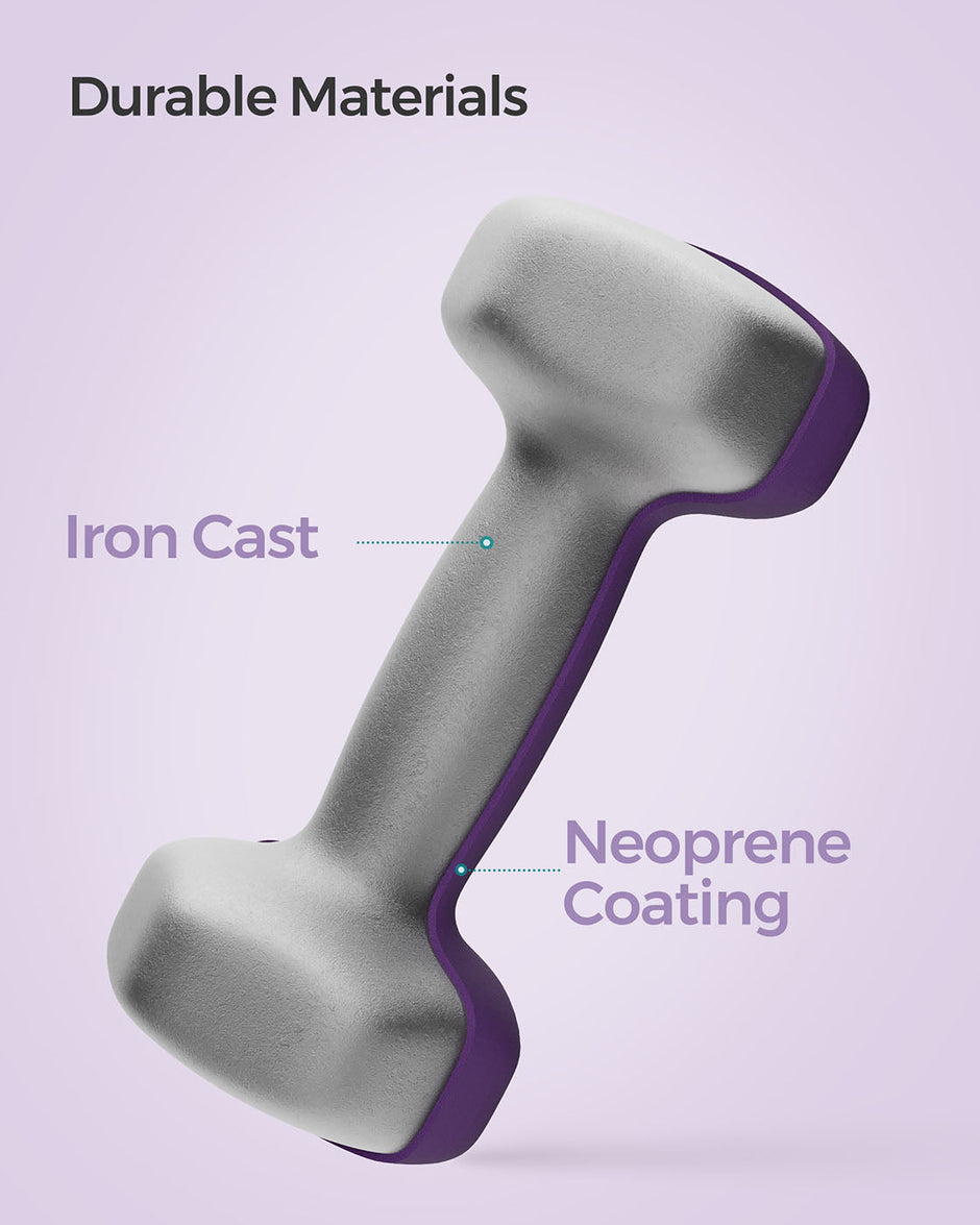 Dumbbell Set – Vinyl – Purple – Waterproof and Non-Slip, 2 x 2 kg