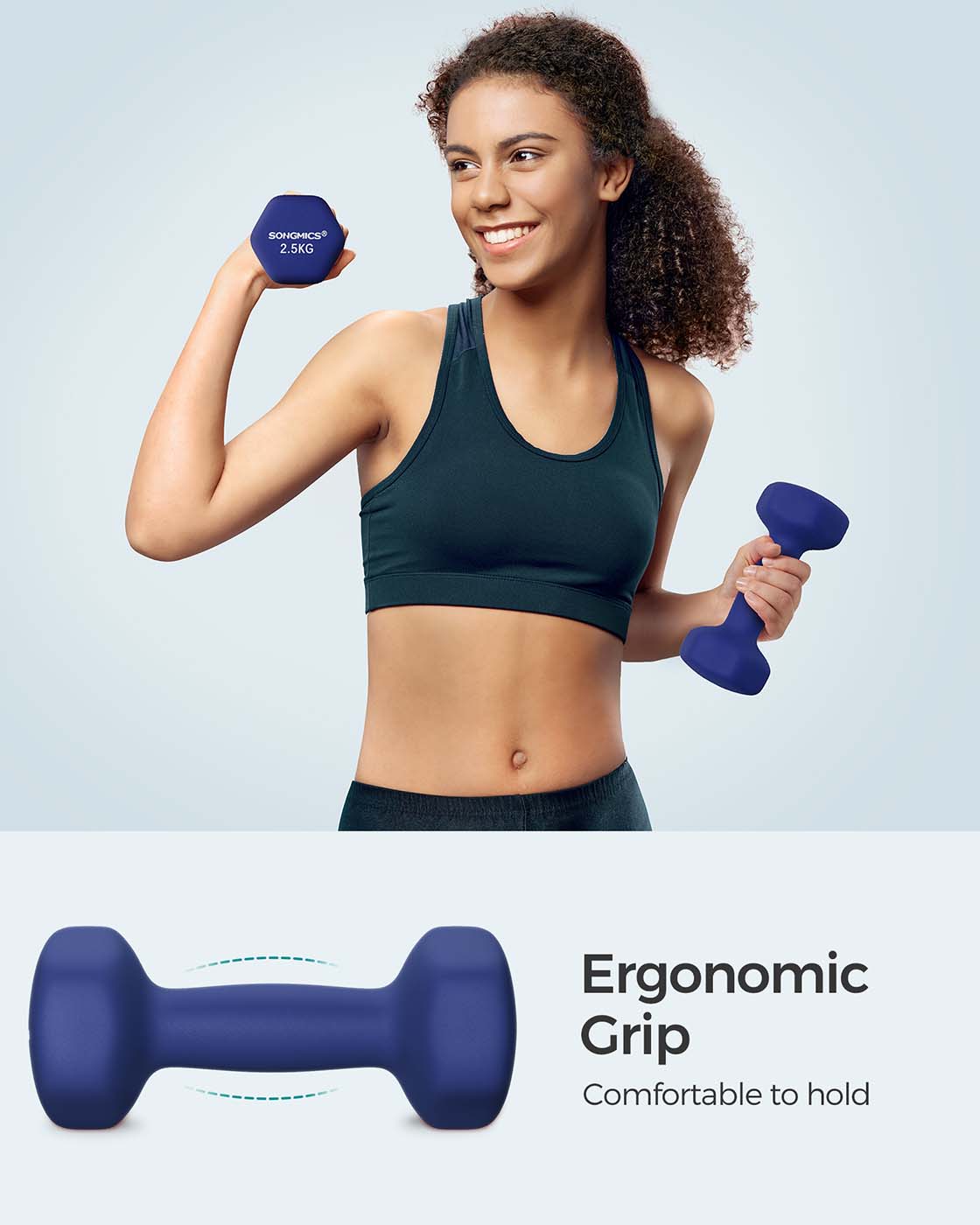 Dumbbells Set – Vinyl – Matte Finish – Non-Slip – 2 x 2.5 kg
