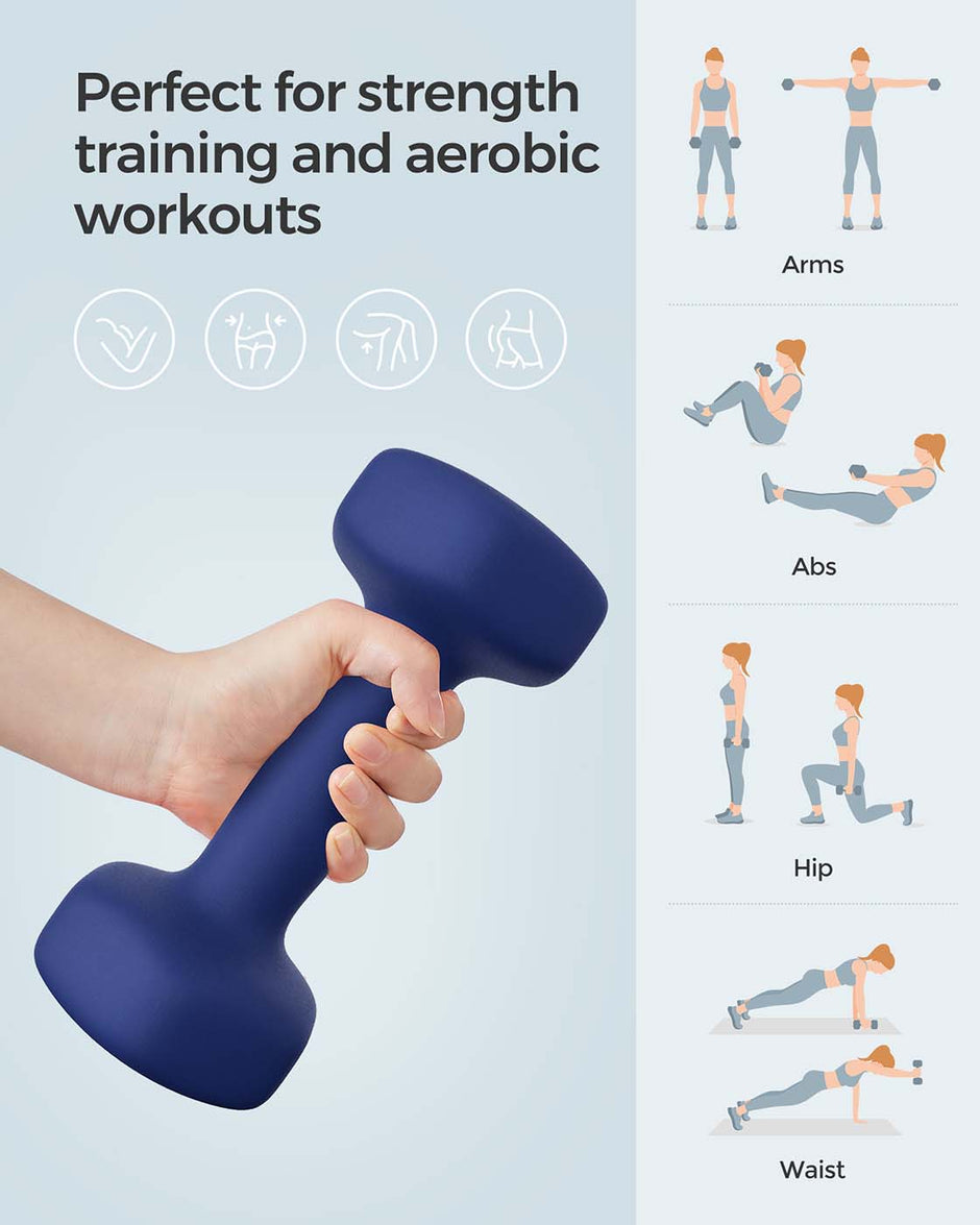 Dumbbells Set – Vinyl – Matte Finish – Non-Slip – 2 x 2.5 kg