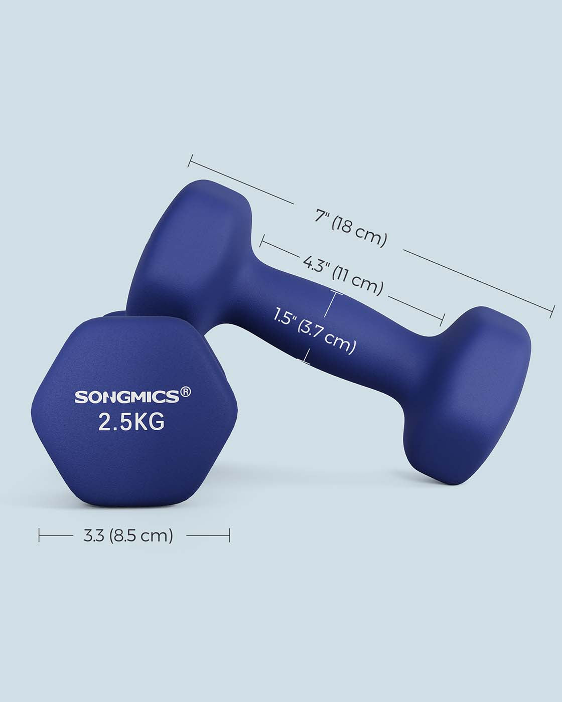 Dumbbells Set – Vinyl – Matte Finish – Non-Slip – 2 x 2.5 kg