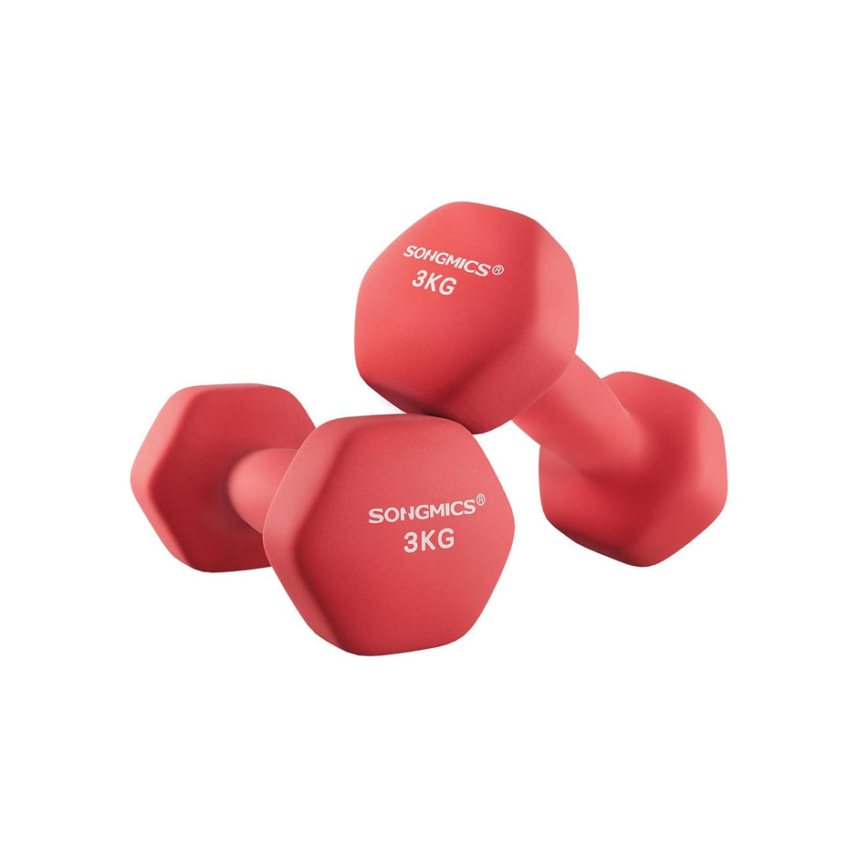 Set of 2 Dumbbells – Steel – Red – 3.0 kg Each