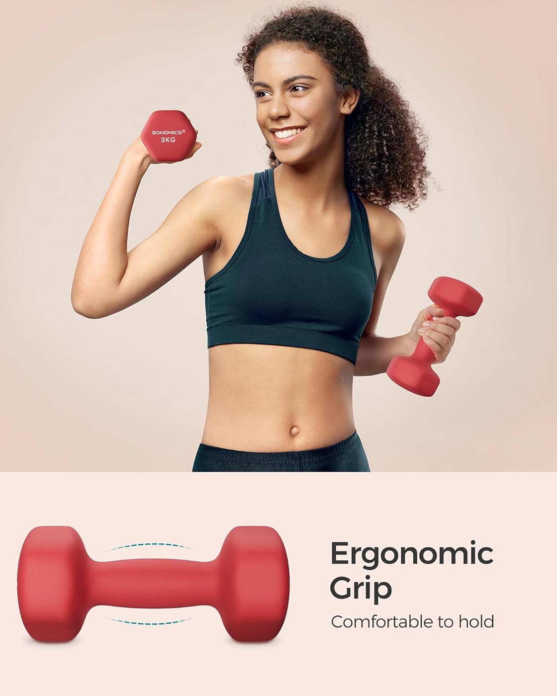 Set of 2 Dumbbells – Steel – Red – 3.0 kg Each