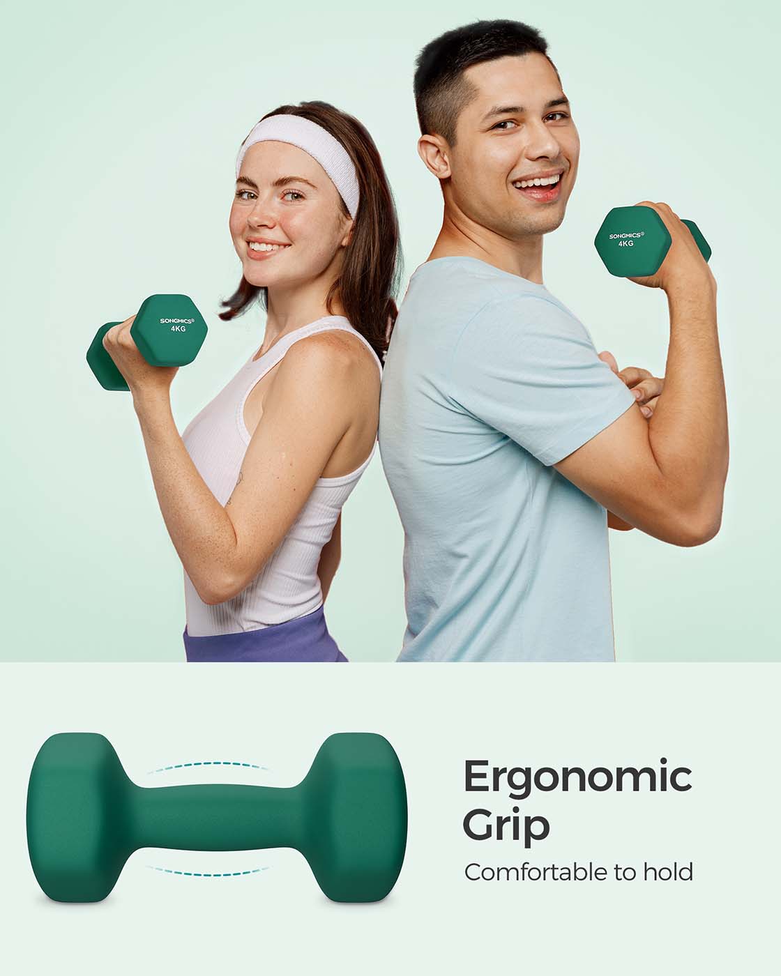 Dumbbells – Vinyl – Matte Finish – Waterproof and Non-Slip – Set of 2 (2 x 4 kg)
