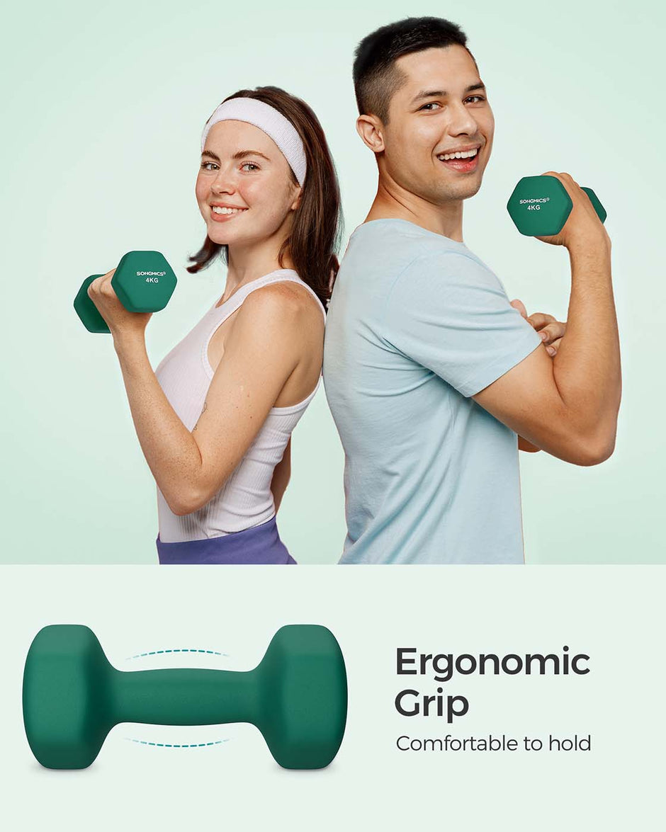 Dumbbells – Vinyl – Matte Finish – Waterproof and Non-Slip – Set of 2 (2 x 4 kg)