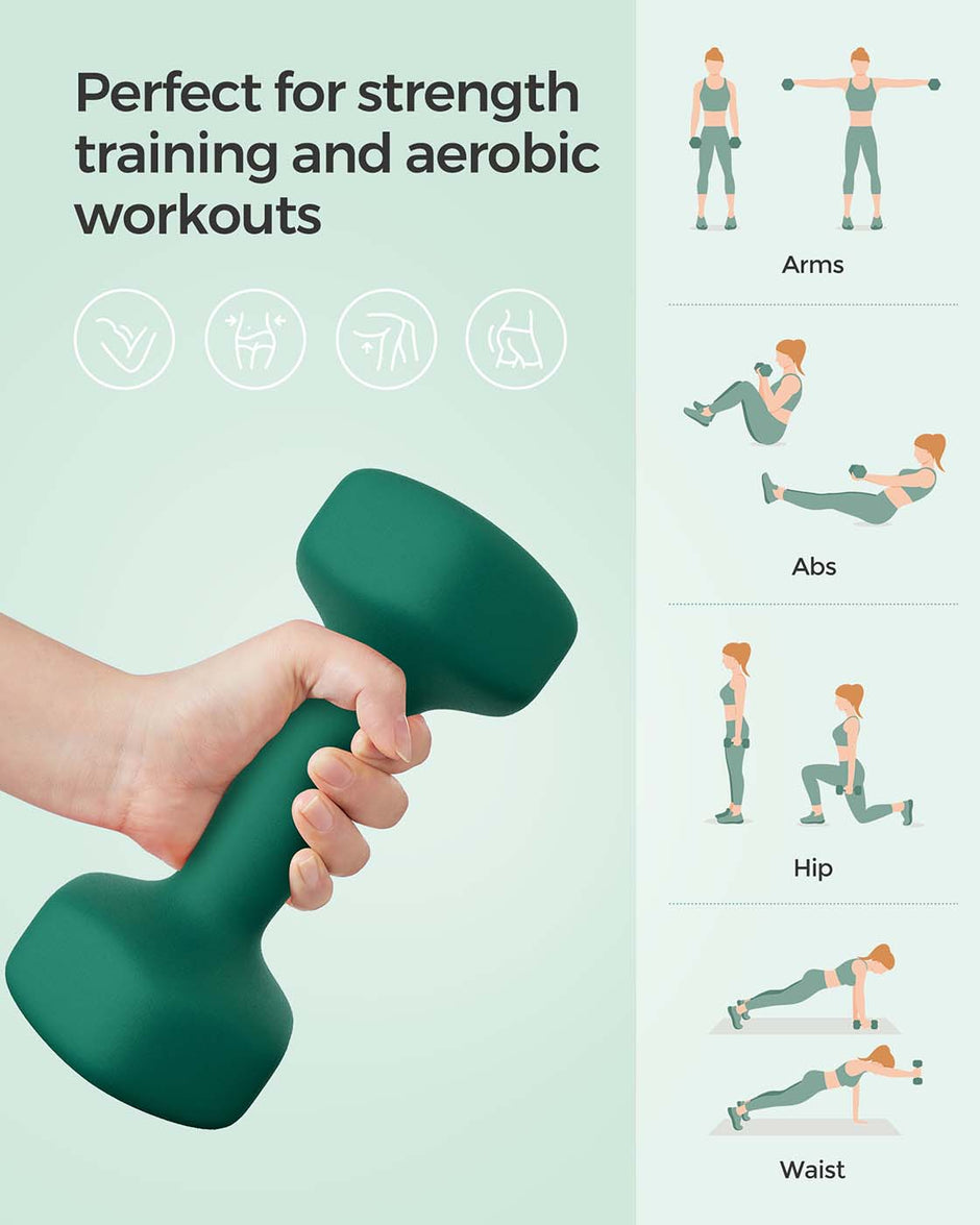 Dumbbells – Vinyl – Matte Finish – Waterproof and Non-Slip – Set of 2 (2 x 4 kg)