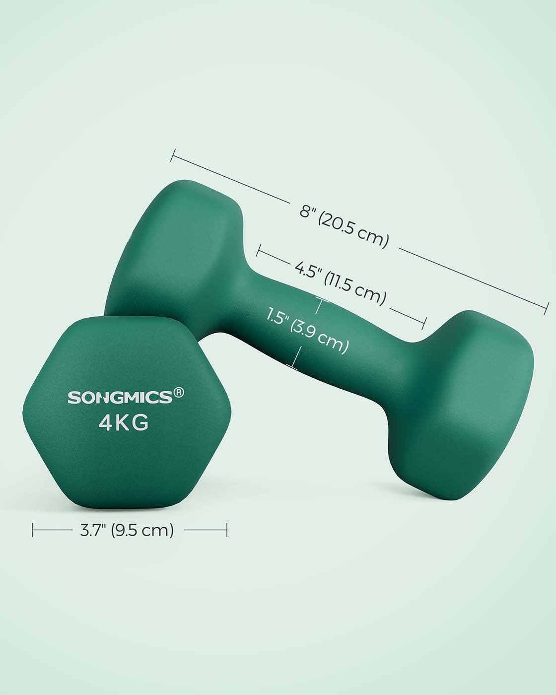 Dumbbells – Vinyl – Matte Finish – Waterproof and Non-Slip – Set of 2 (2 x 4 kg)