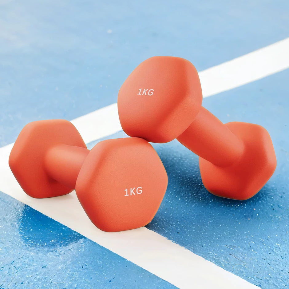 Set of 2 Hexagonal Dumbbells – Neoprene – Green – 2 kg Each for Home Workout