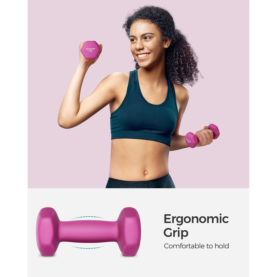 Hexagonal Dumbbells Set – Hexagonal Steel – Pink – Ideal for Home Workout and Fitness Training