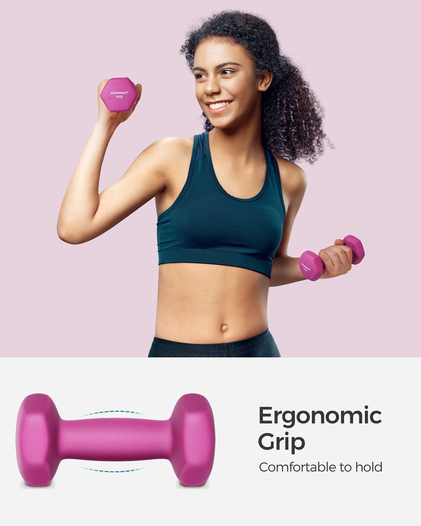 Hexagonal Dumbbells Set – Hexagonal Steel – Pink – Ideal for Home Workout and Fitness Training