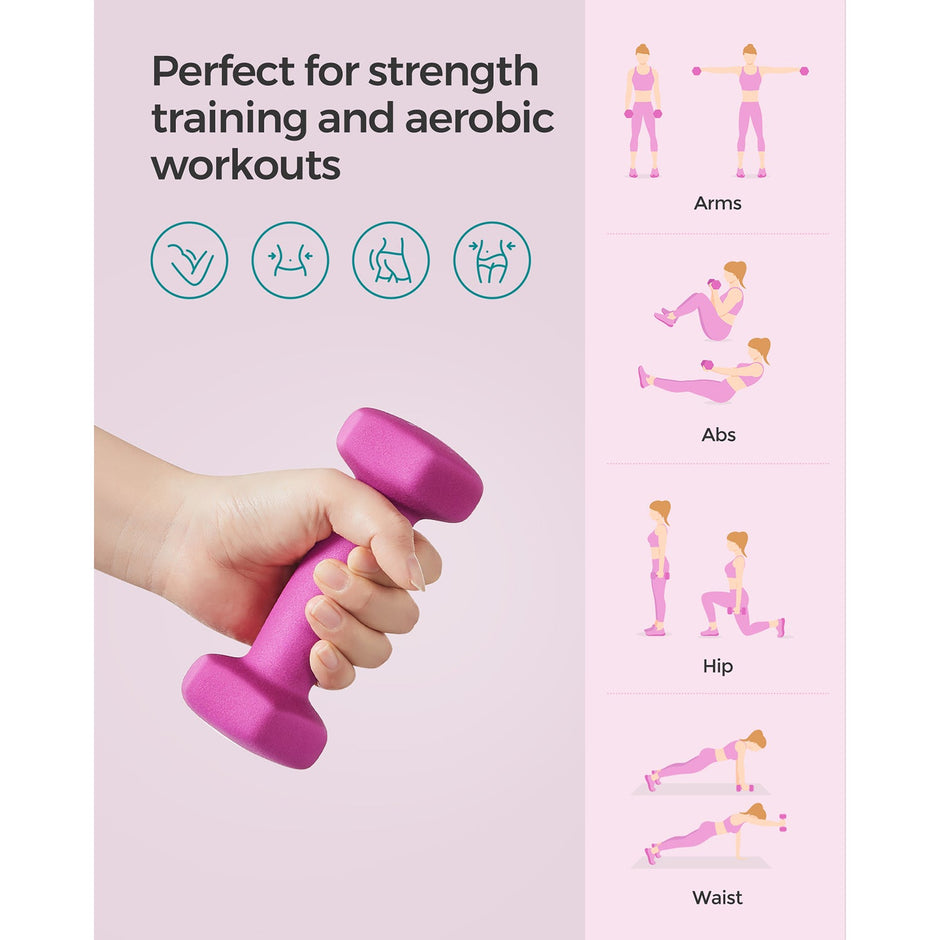 Hexagonal Dumbbells Set – Hexagonal Steel – Pink – Ideal for Home Workout and Fitness Training