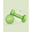 Hexagonal Dumbbells – Steel – Green – Set of 2 x 2 kg for Home Workout