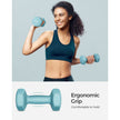 Hexagonal Dumbbells Set – Steel – Light Blue – Ideal for Home Workout and Fitness Training