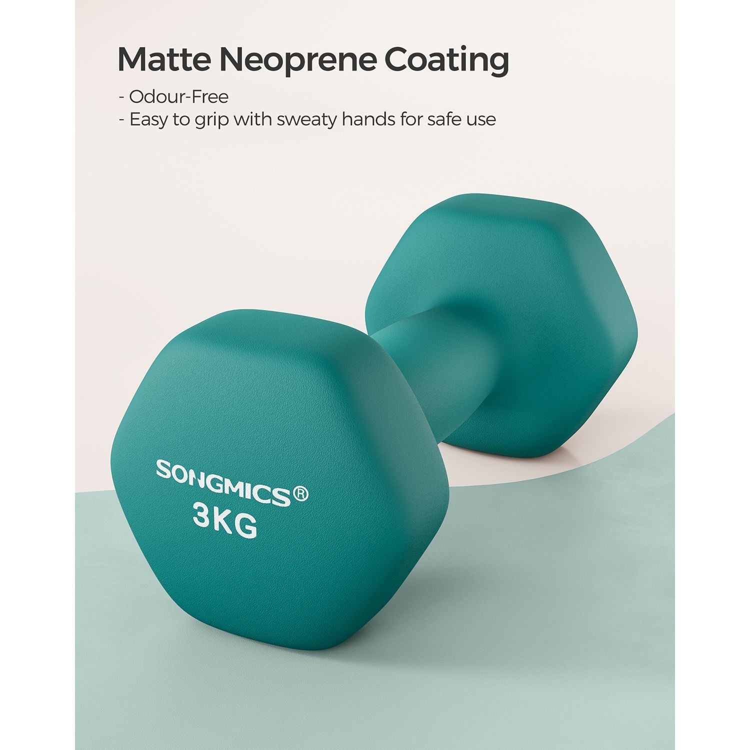 Set of 2 Hexagonal Dumbbells – Steel – Teal – Home Workout Fitness Exercise