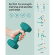 Set of 2 Hexagonal Dumbbells – Steel – Teal – Home Workout Fitness Exercise