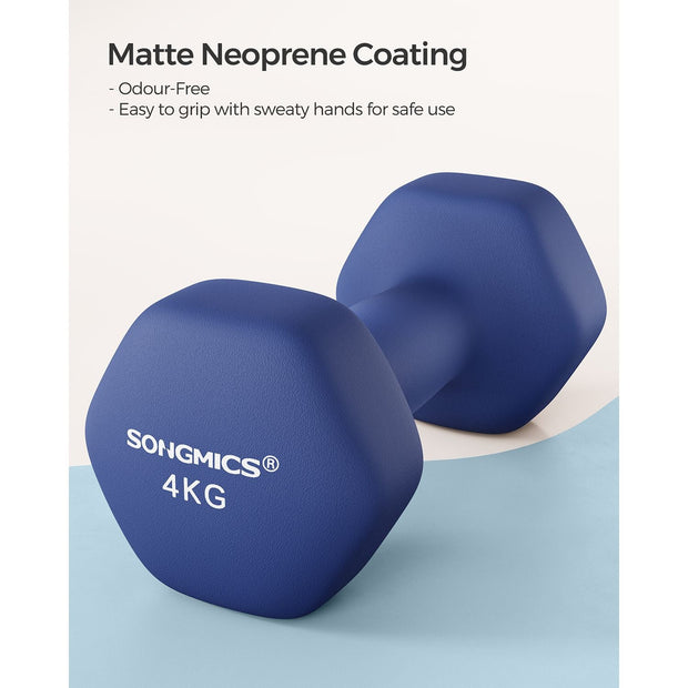 Dumbbells Set – Hexagonal – Blue – 4 kg Each for Home Workout and Fitness Training