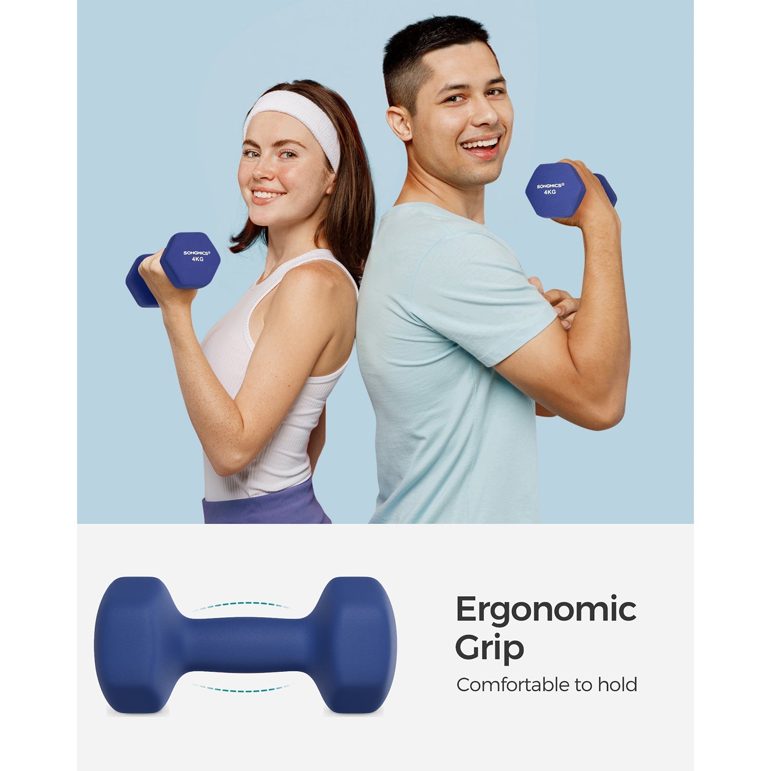 Dumbbells Set – Hexagonal – Blue – 4 kg Each for Home Workout and Fitness Training