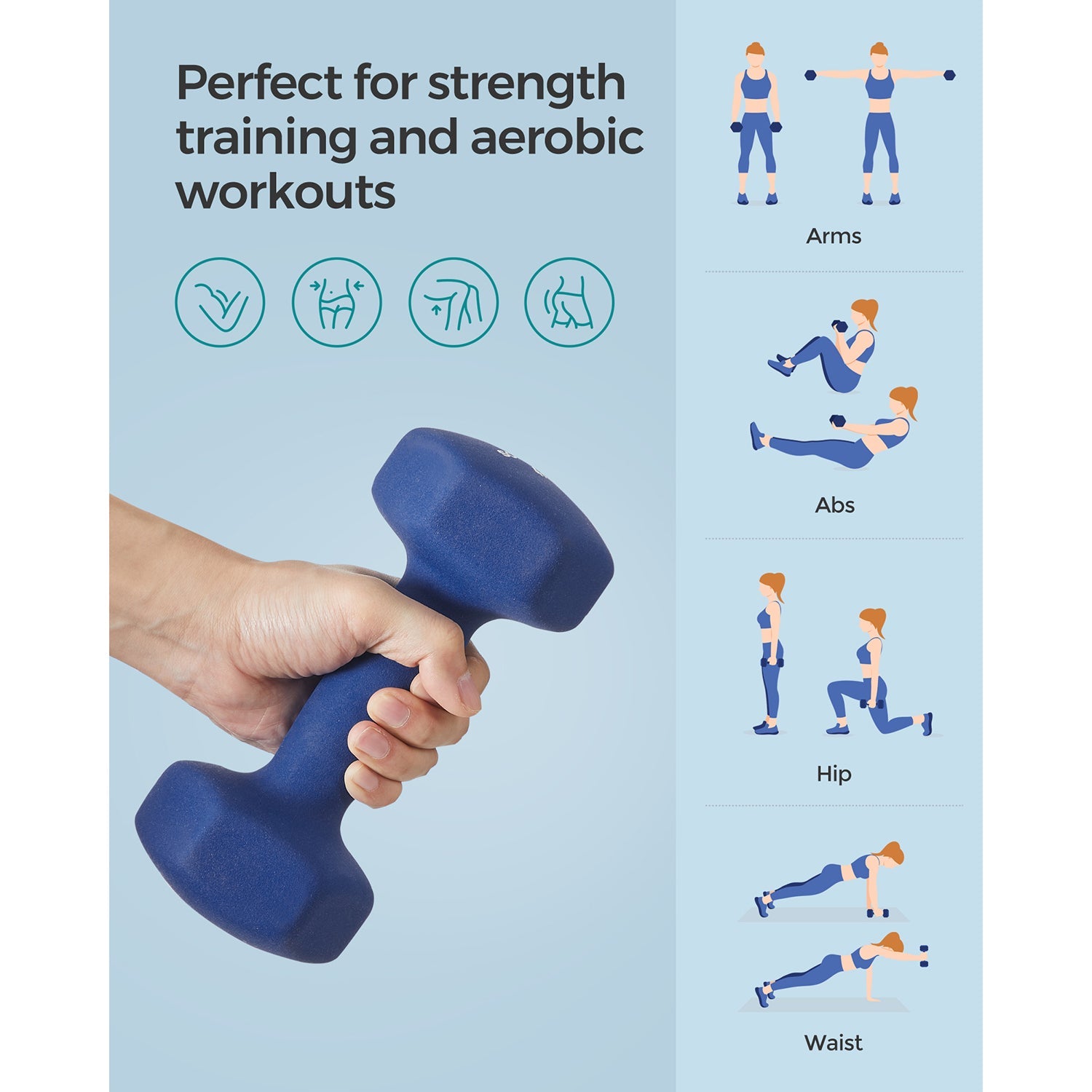 Dumbbells Set – Hexagonal – Blue – 4 kg Each for Home Workout and Fitness Training