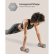 Set of 2 Hexagonal Dumbbells – Iron – Grey – 5 kg Each