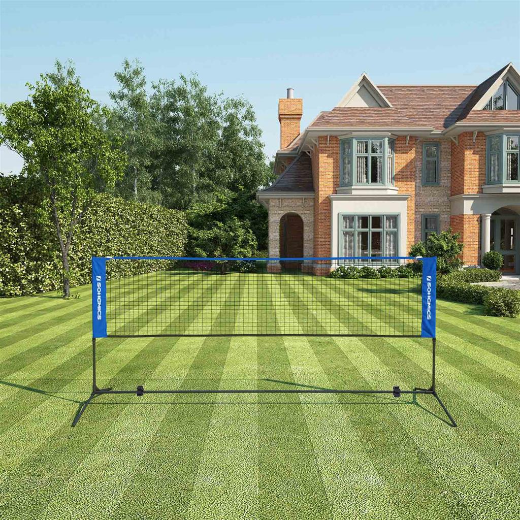 Badminton Net – Durable Fabric – Blue – Portable and Height Adjustable with Stand