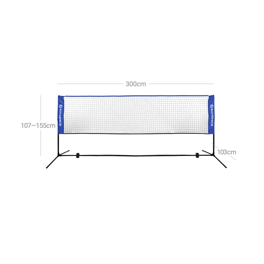 Badminton Net – Durable Fabric – Blue – Portable and Height Adjustable with Stand