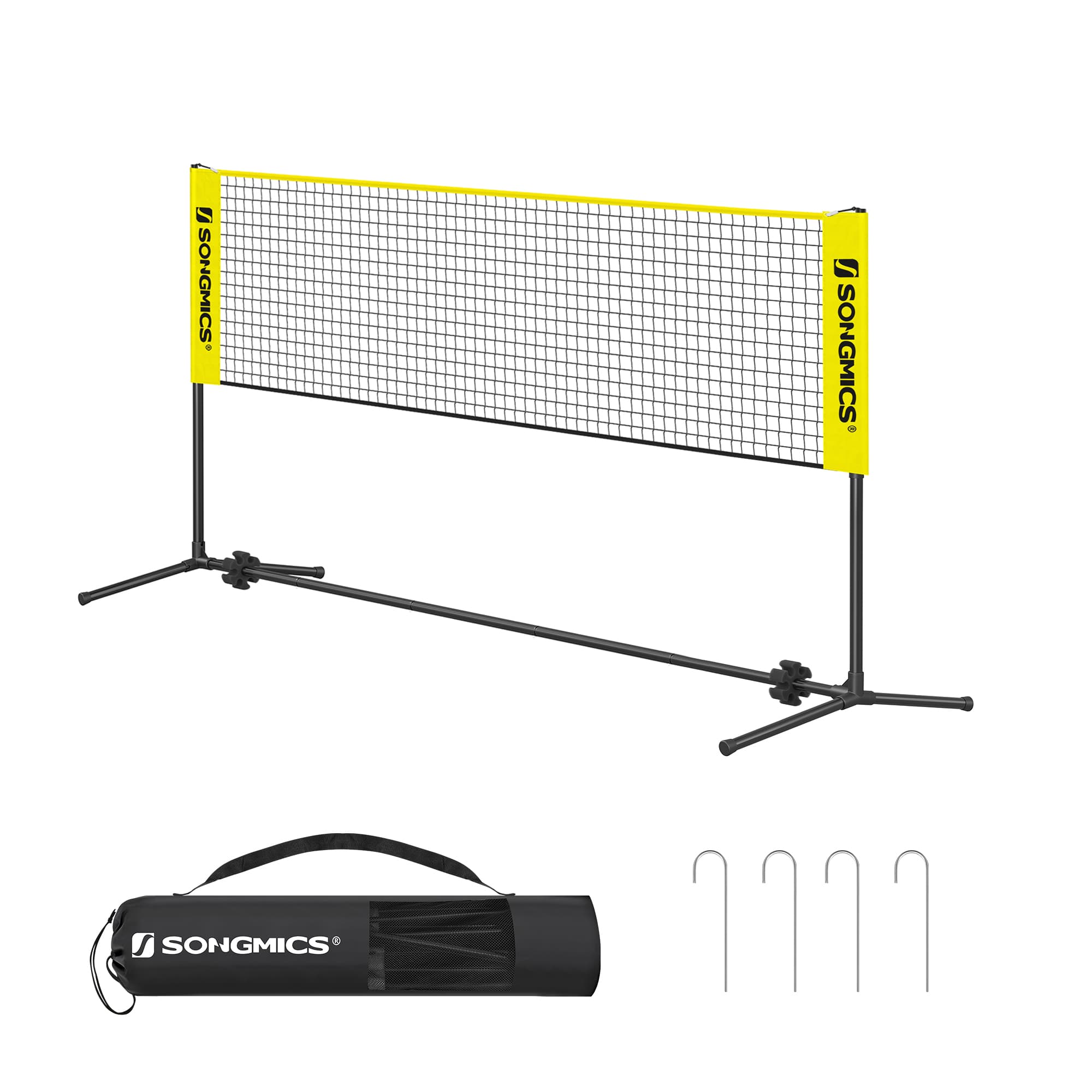 Badminton Net – High-Quality Material – Yellow – Portable and Height Adjustable with Stand