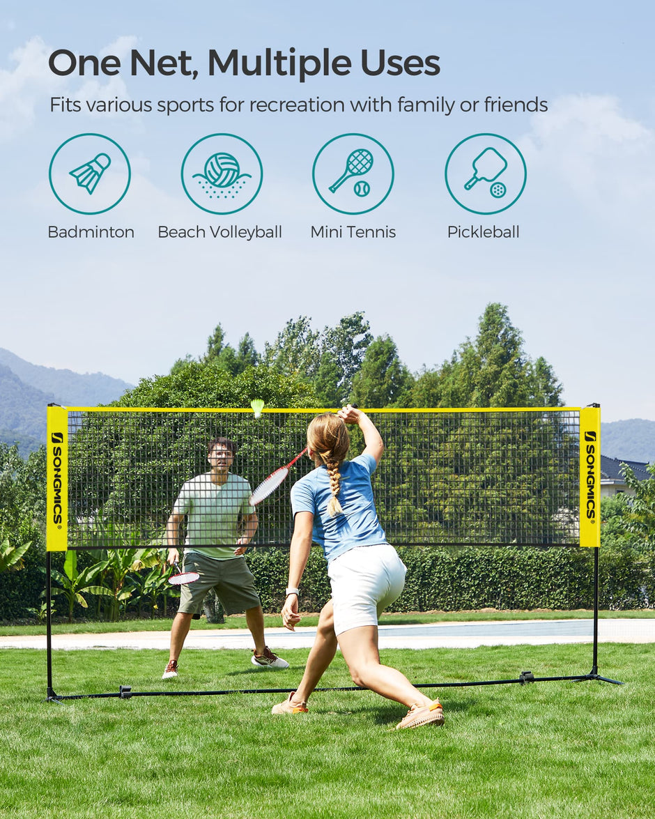 Badminton Net – High-Quality Material – Yellow – Portable and Height Adjustable with Stand