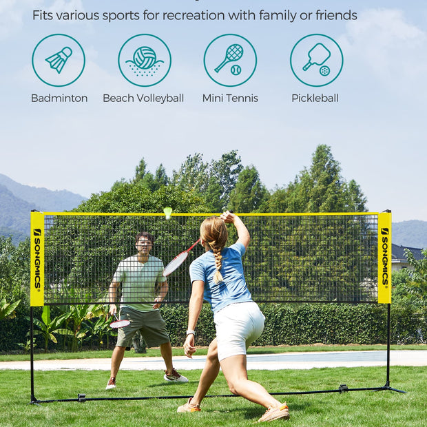 Badminton Net – High-Quality Material – Yellow – Portable and Height Adjustable with Stand