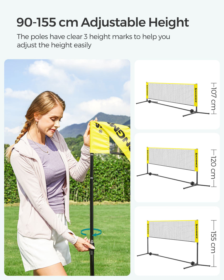 Badminton Net – High-Quality Material – Yellow – Portable and Height Adjustable with Stand