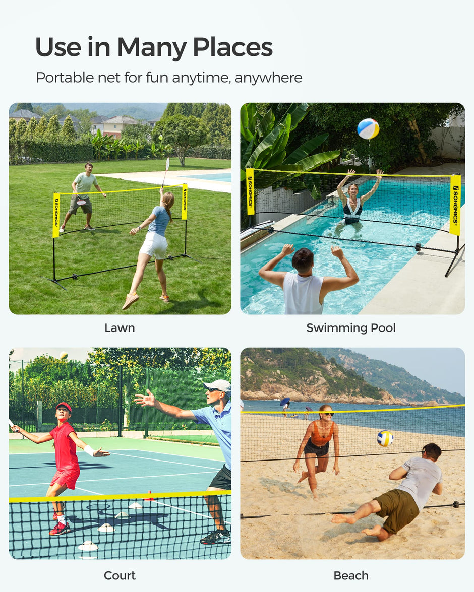 Badminton Net – High-Quality Material – Yellow – Portable and Height Adjustable with Stand
