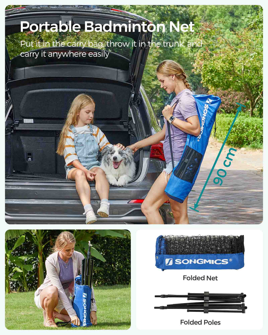 Portable Badminton Tennis Net – Adjustable Height – 4m – Includes Stand