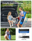 Portable Badminton Tennis Net – Adjustable Height – 4m – Includes Stand