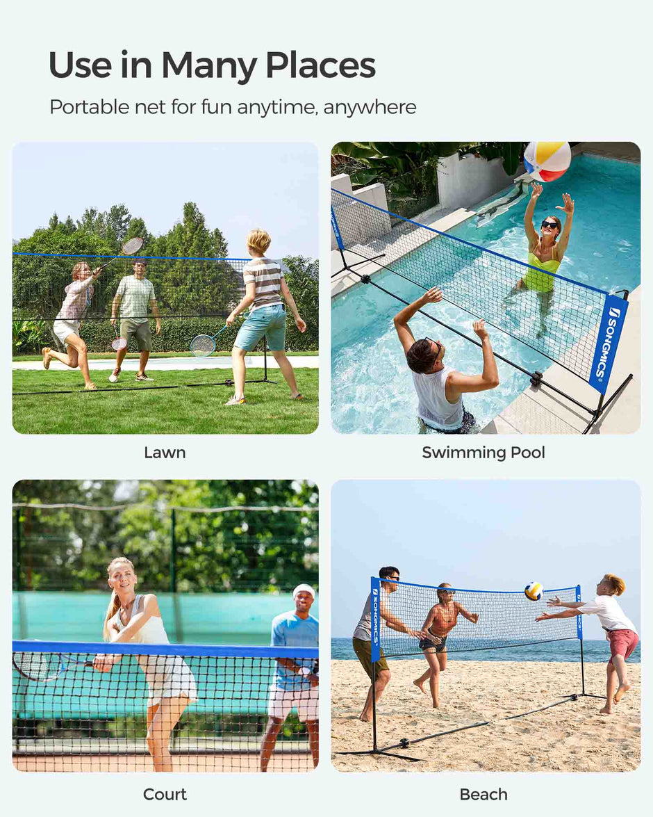 Portable Badminton Tennis Net – Adjustable Height – 4m – Includes Stand