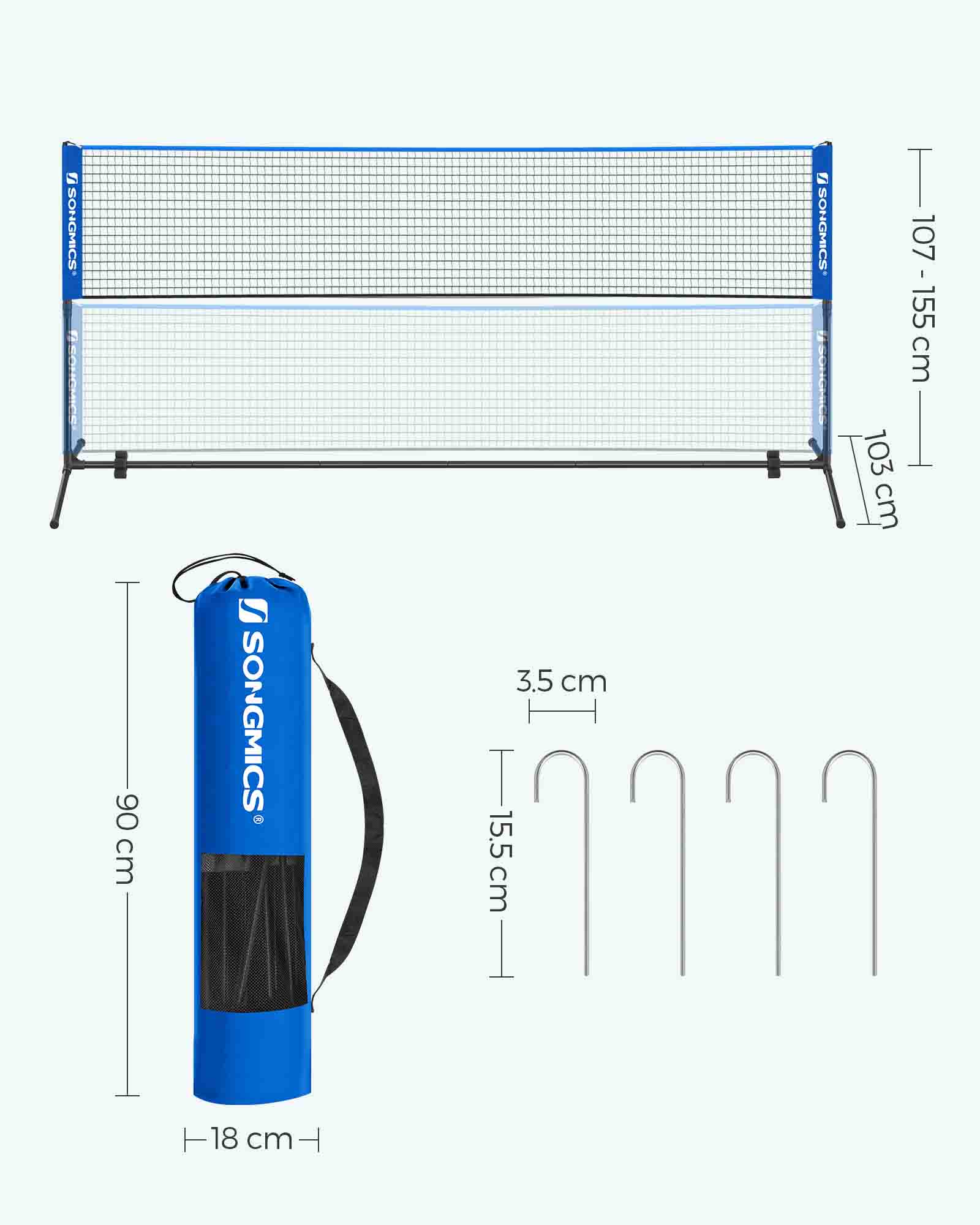 Portable Badminton Tennis Net – Adjustable Height – 4m – Includes Stand