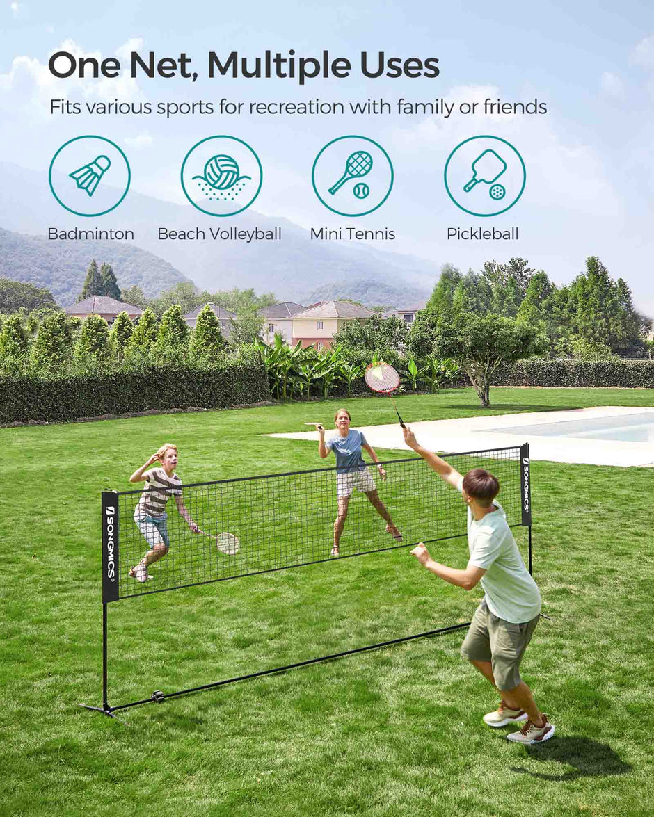 Portable Height Adjustable Badminton Net – Iron Frame – 4m – Indoor and Outdoor Use