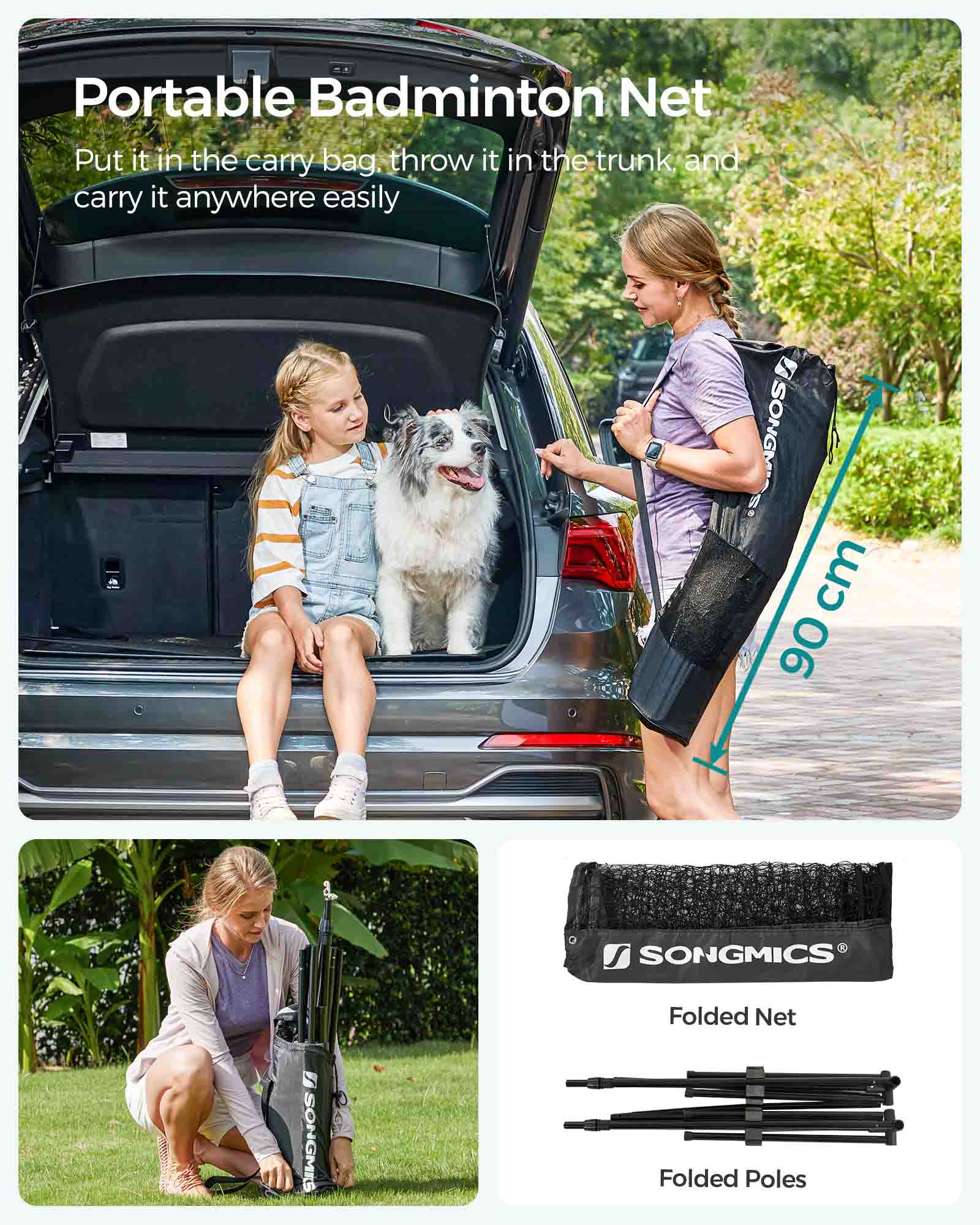 Portable Height Adjustable Badminton and Tennis Net – Durable Design – 4m Length – Versatile Use