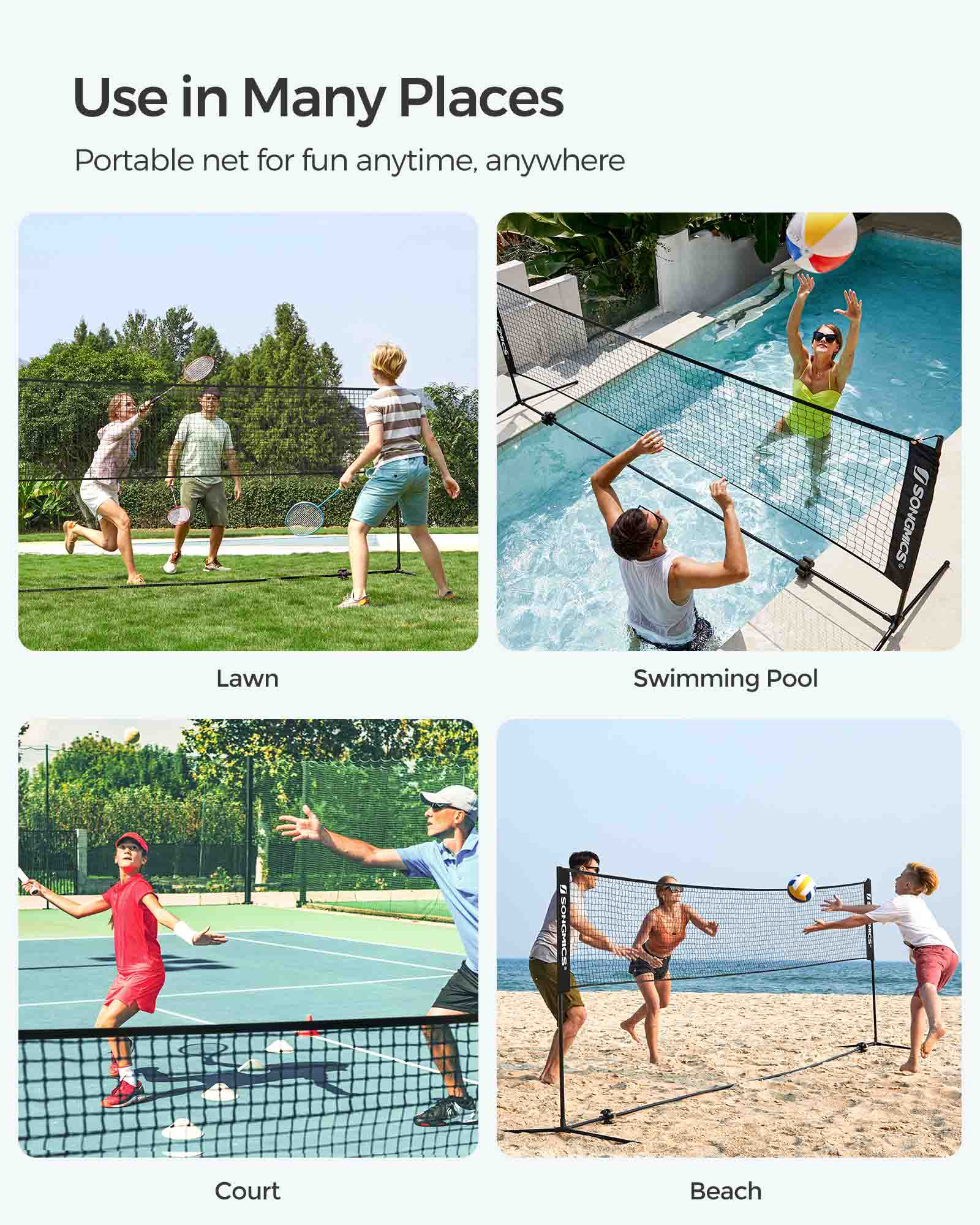Portable Height Adjustable Badminton and Tennis Net – Durable Design – 4m Length – Versatile Use