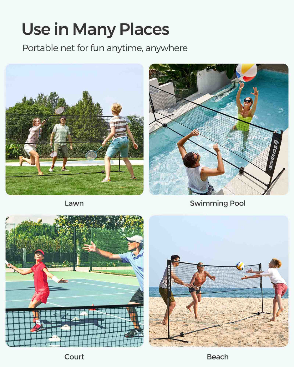 Portable Height Adjustable Badminton and Tennis Net – Durable Design – 4m Length – Versatile Use