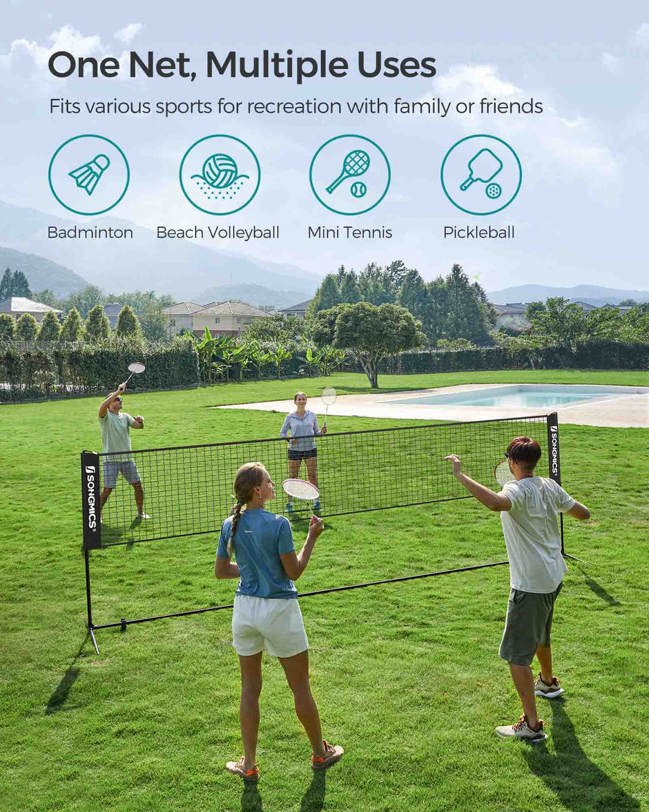 Tennis Net – Durable Mesh – Black – Height Adjustable