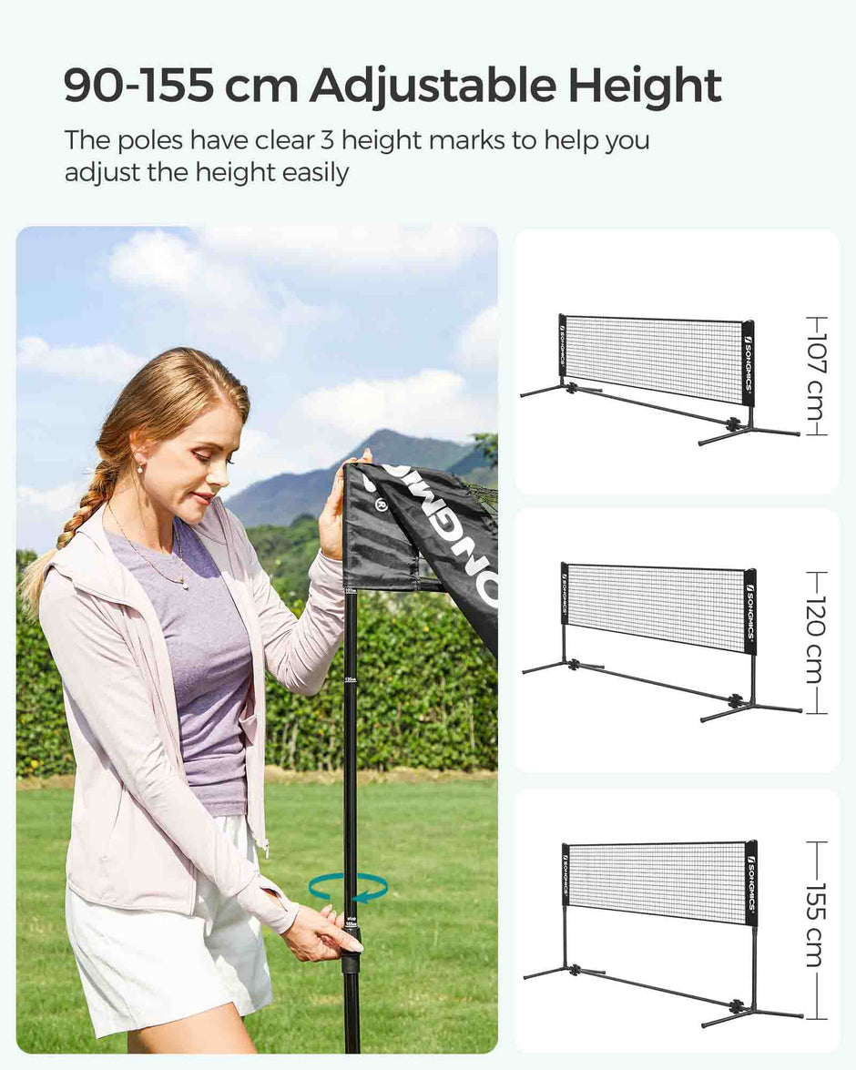 Tennis Net – Durable Mesh – Black – Height Adjustable