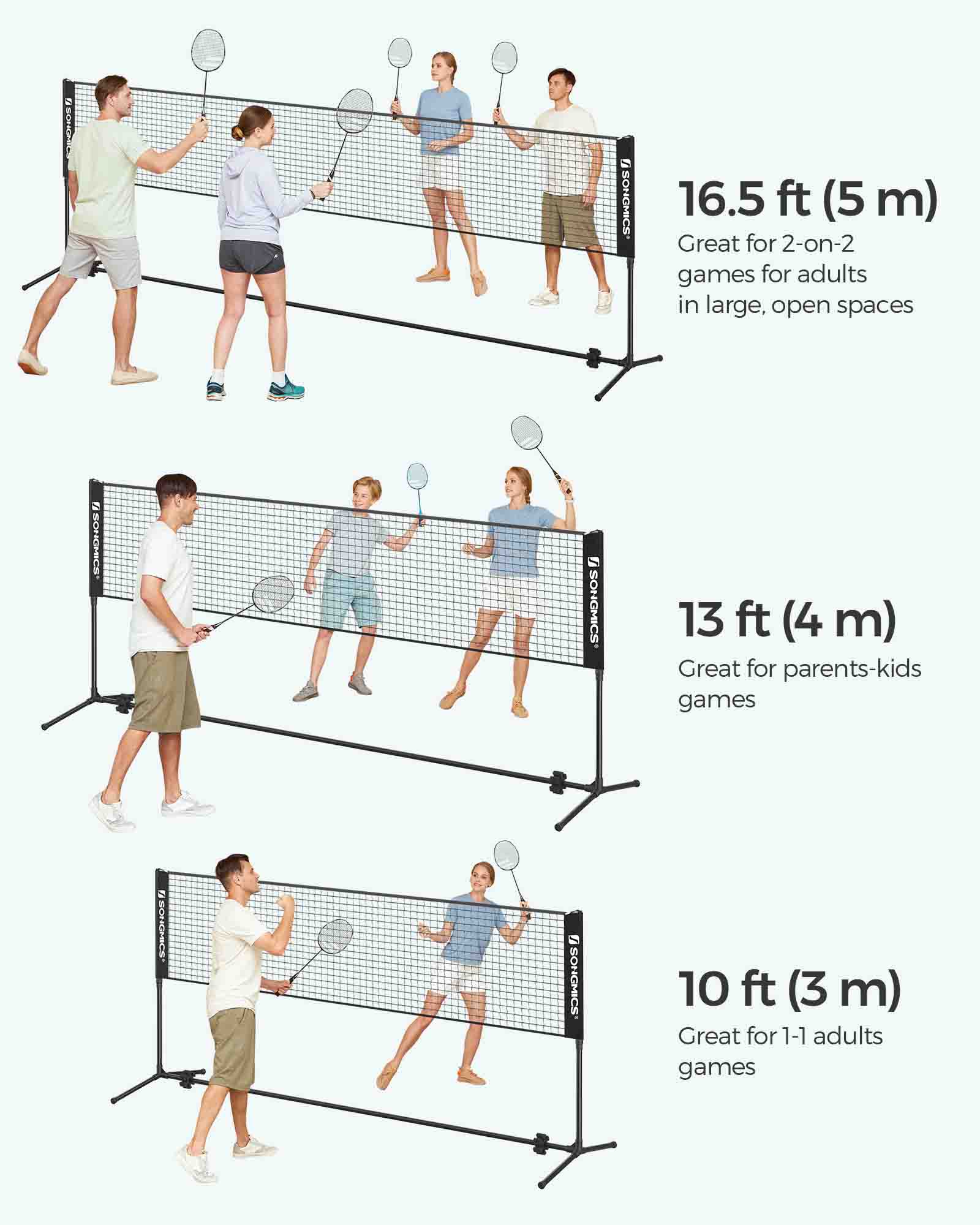 Tennis Net – Durable Mesh – Black – Height Adjustable