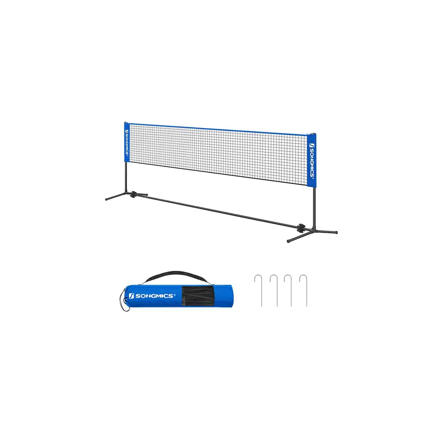 Tennis Net – Polyester – Blue – 5m Height Adjustable with Poles