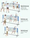 Tennis Net – Polyester – Blue – 5m Height Adjustable with Poles