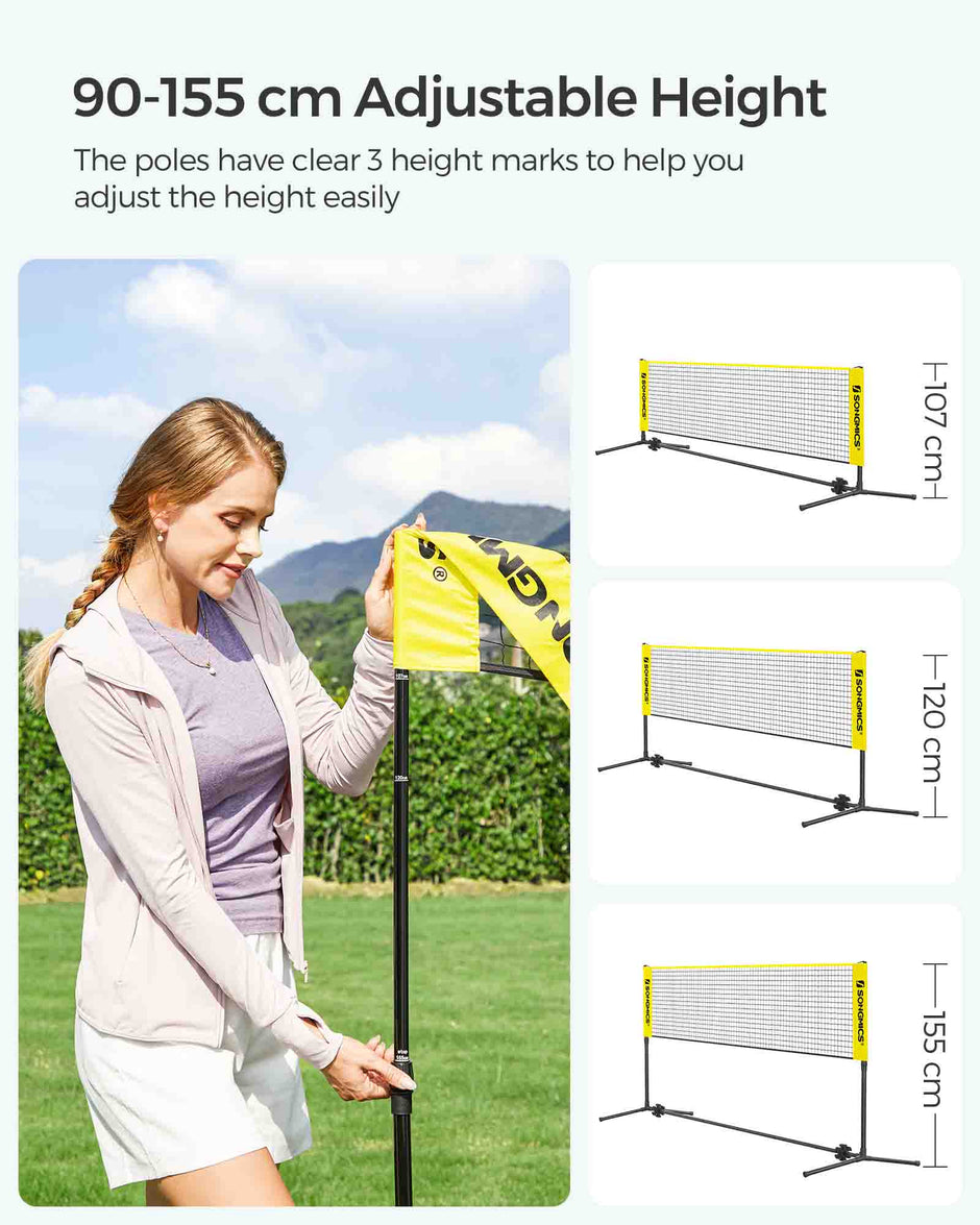 Height Adjustable Badminton Net – Durable Fabric – 5m – Includes Adjustable Poles