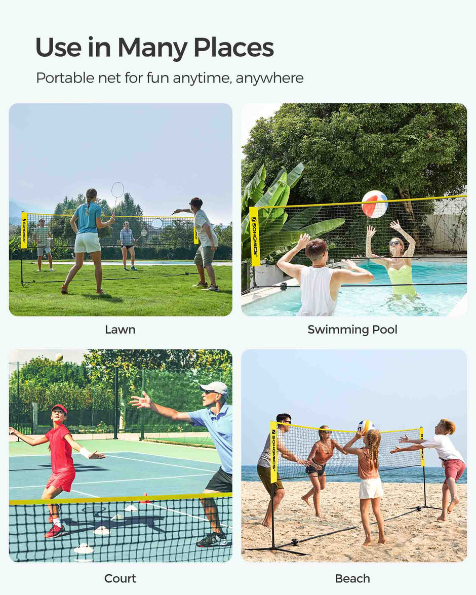 Height Adjustable Badminton Net – Durable Fabric – 5m – Includes Adjustable Poles