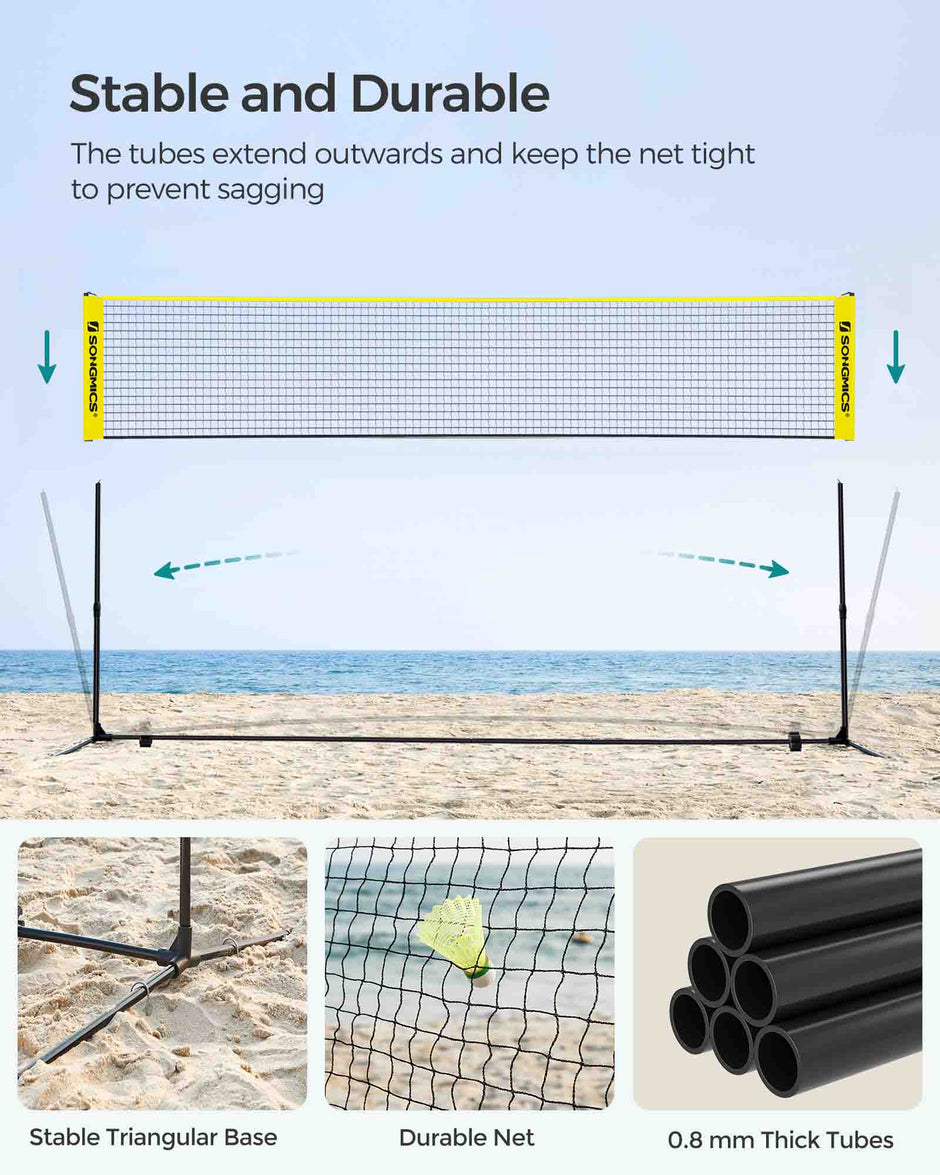 Height Adjustable Badminton Net – Durable Fabric – 5m – Includes Adjustable Poles