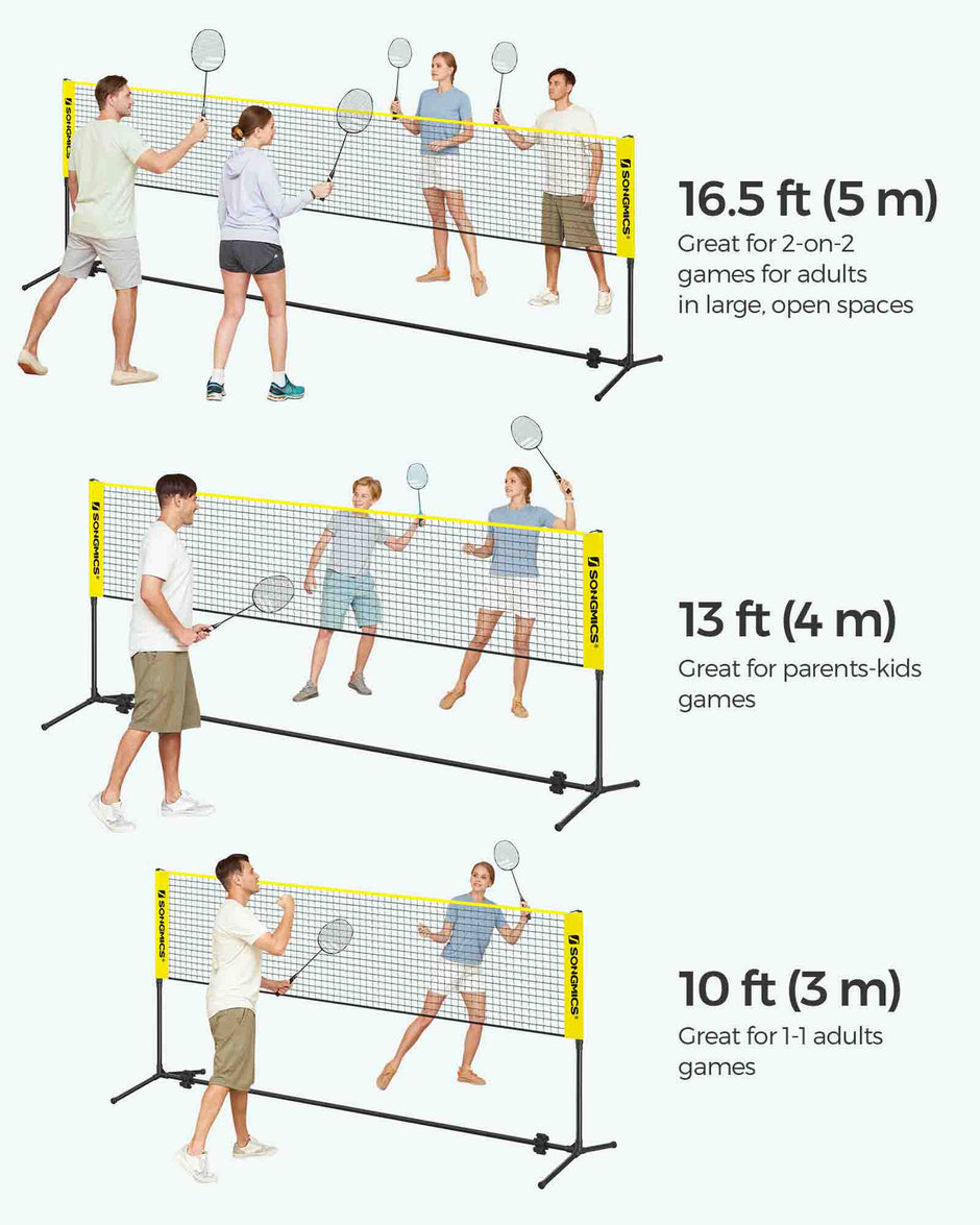Height Adjustable Badminton Net – Durable Fabric – 5m – Includes Adjustable Poles