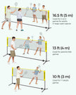 Height Adjustable Badminton Net – Durable Fabric – 5m – Includes Adjustable Poles